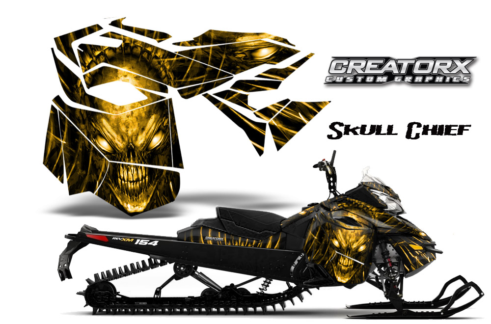 Skidoo Rev XM Graphics Kit Skull Chief Yellow